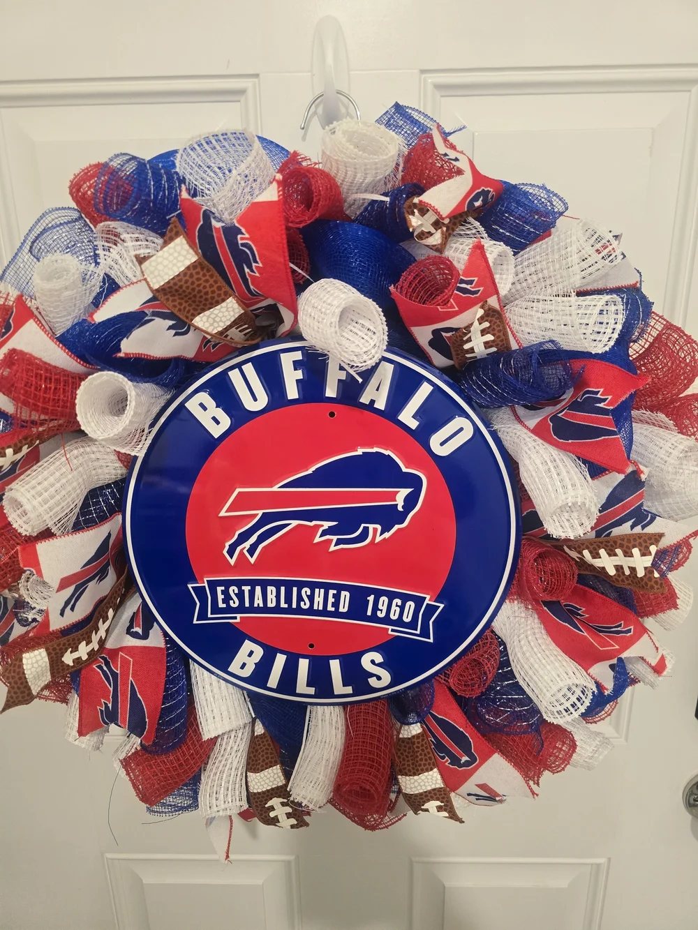 Buffalo Bills Decorative Wreath - Red, Blue & White Football
